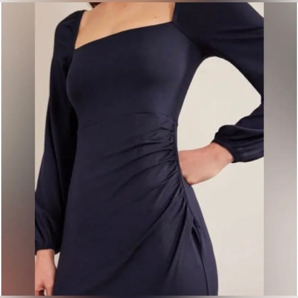 Boden Navy Blue Square Neck Jersey Dress Size 12P Petite - Picture 6 of 8